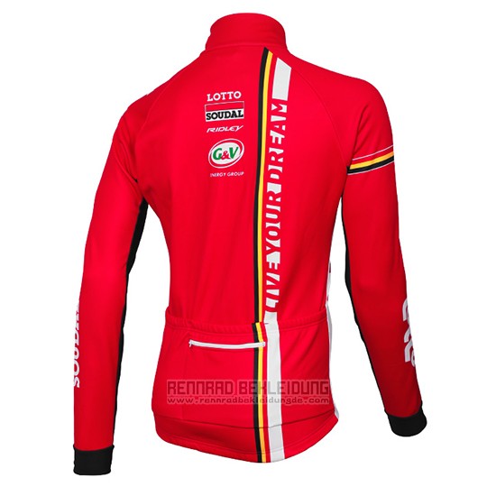 2015 Fahrradbekleidung Lotto Soudal Rot und Shwarz Trikot Langarm und Tragerhose - zum Schließen ins Bild klicken